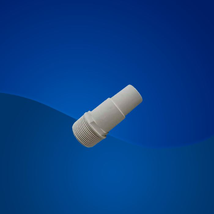 CONECTOR RECTO DE PVC PARA MANGUERA DE 1 1/2”